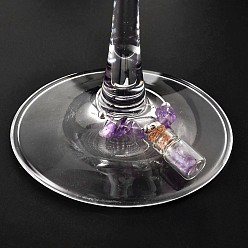 Смешанные камни Стеклянная бутылка бокал прелести, с металлическими выводами, покрытыми драгоценным камнем и серебром, 50x26x10 мм