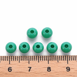 Light Green Opaque Acrylic Beads, Round, Light Green, 6x5mm, Hole: 1.8mm, about 4400pcs/500g
