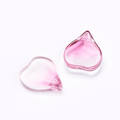 Camélia Charms en verre transparent, pétale en forme de coeur, camélia, 15x12x4.5mm, Trou: 1mm