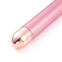 Pink Natural Rose Quartz Massage Tool Skin Care, Facial Rollers, with Plastic Findings, Pink, 156x30~31x16~26mm