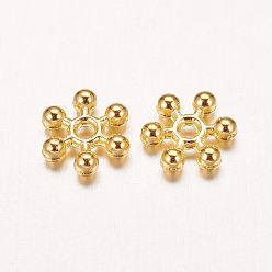 Golden Zinc Alloy Beads Spacers, Cadmium Free & Lead Free, with One Hole, Snowflake, Golden, 10x2.5mm, Hole: 1.5mm