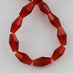 Dark Red Glass Beads Strands, Faceted, Bicone, Dark Red, 8x4x4mm, Hole: 1mm