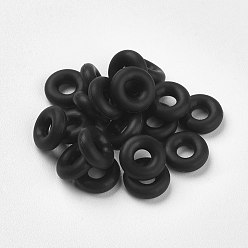 Black Silicone Beads, DIY Bracelet Making, Donut, Black, 6x2mm, Hole: 2mm