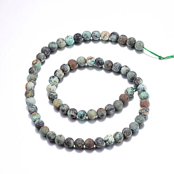 African Turquoise(Jasper) Frosted Natural African Turquoise(Jasper) Round Beads Strands, 8mm, Hole: 1mm, about 48pcs/strand, 15.5 inch