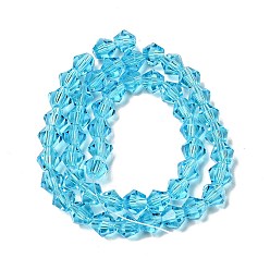 Light Sky Blue Imitation Austrian Crystal 5301 Bicone Beads, Faceted Glass Beads Strands, Light Sky Blue, 6x6mm, Hole: 1.2mm, about 47~48pcs/strand, 10.24 inch~10.43 inch(26~26.5cm)