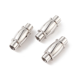Stainless Steel Color 304 Stainless Steel Magnetic Clasps with Glue-in Ends, Column with Barrel, 15x6mm, Hole: 3mm