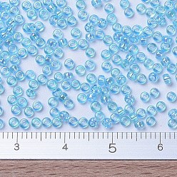 (RR260) Transparent Aqua AB MIYUKI Round Rocailles Beads, Japanese Seed Beads, (RR260) Transparent Aqua AB, 11/0, 2x1.3mm, Hole: 0.8mm, about 1100pcs/bottle, 10g/bottle
