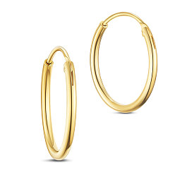 Real 24K Gold Plated SHEGRACE 925 Sterling Silver Hoop Earrings, Real 24K Gold Plated, 15mm