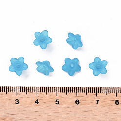 Sky Blue Transparent Acrylic Beads, Flower, Frosted, Sky Blue, 12x7mm, Hole: 1mm, about 4600pcs/500g
