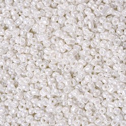 White Glass Seed Beads, Opaque Colors Lustered, Round, White, 2mm, Hole: 1mm, about 30000pcs/pound