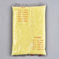Champagne Yellow 12/0 Glass Seed Beads, Transparent Inside Colours Luster, Round Hole, Round, Champagne Yellow, 12/0, 2~2.5x1.5~2mm, Hole: 0.8mm, about 30000pcs/bag