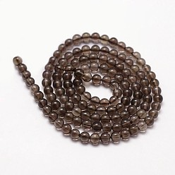Smoky Quartz Natural Smoky Quartz Beads Strands, Round, 3mm, Hole: 0.5mm, about 125pcs/strand