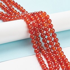 Carnelian Gemstone Beads Strands, Carnelian, Dyed, Round, Dark Orange, about 8mm in diameter, hole: 1mm, about 50pcs/strand, 15~16 inch