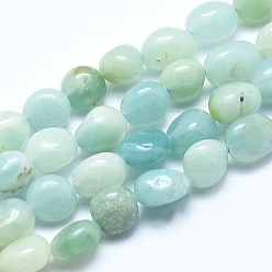 Amazonite Natural Amazonite Beads Strands, Tumbled Stone, Nuggets, 6~8mm, Hole: 0.8mm, about 45~47pcs/strand, 15.7 inch(40cm)