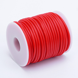 Red Hollow Pipe PVC Tubular Synthetic Rubber Cord, Wrapped Around White Plastic Spool, Red, 4mm, Hole: 2mm, about 16.4 yards(15m)/roll