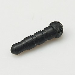 Черный Пластиковый пылезащитный мобильного пробки, чёрные, 16 мм, штифты : 3.5 мм, отверстие : 1 мм