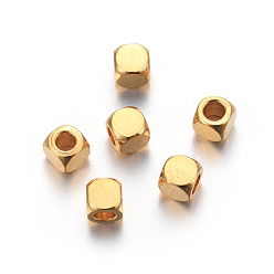 Golden 201 Stainless Steel Beads, Square, Golden, 3x3x3mm, Hole: 1.6mm