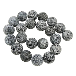 Noir Brins de perles de naturelles craquements en agate , teint, ronde, Grade a, noir, 4mm, Trou: 0.8mm, Environ 93 pcs/chapelet, 15 pouce