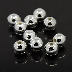 Silver Plated Plating Plastic Acrylic Round Beads, Silver Plated, 12mm, Hole: 2mm, about 550pcs/pound