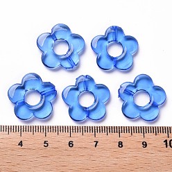 Синий Прозрачные акриловые бусинки кадров, цветок, синие, 19x20x3.5 мм, отверстие : 1.6 мм, внутренний диаметр: 6.5 мм, Около 632 шт / 500 г