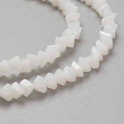 White Glass Beads Strands, Imitation Jade Glass, Faceted, Polygon, White, 2.5x2.5x2.5mm, Hole: 0.7mm, about 150pcs/strand, 13.39''(34cm)