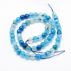 Light Sky Blue Dyed Natural Agate Faceted Round Beads Strands, Light Sky Blue, 6mm, Hole: 1mm, 14.5 inch, about 63pcs/strand