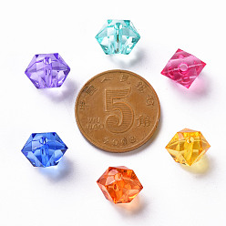 Mixed Color Transparent Acrylic Beads, Faceted, Polygon, Mixed Color, 8x10x9mm, Hole: 1.6mm, about 1300pcs/500g