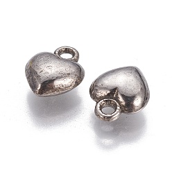 Gunmetal Tibetan Style Alloy Charms, Lead Free and Cadmium Free, Heart, Gunmetal, 11.5mm long, 9mm wide, 4.5mm thick, hole: 1.5mm
