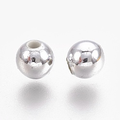 Plaqué Argent Abs perles en plastique, perles galvanisées écologiques, ronde, Plaqué Argent, 5.5~6mm, trou: 1.8 mm, environ 4500 pcs / 500 g