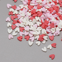 (52) Непрозрачная лаванда Ручной полимерной глины кабошонов, сердце, разноцветные, 4~5x4x0.3~2 мм