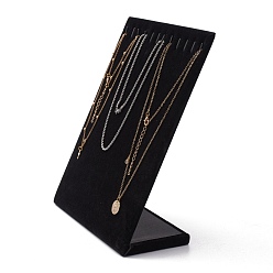 Black Velvet Necklace Displays, L-Shaped Necklace Chain Jewelry Tray, Rectangle, Black, 200x85x250mm