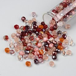 Red Fire-Polished Czech Glass Beads, Faceted, Ananas, Red, 6x5.5~6mm, Hole: 1.2mm, about 360pcs/bag