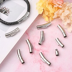 Stainless Steel Color 304 Stainless Steel Bayonet Clasps, Column, Stainless Steel Color, 28~28.7x7x8mm, Hole: 5mm