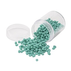 Turquoise Czech Glass Seed Beads, 2-Hole, Opaque Colours, Turquoise, 5x3.5x3mm, Hole: 0.5mm, about 630pcs/box