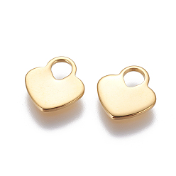 Real 24K Gold Plated 304 Stainless Steel Charms, Stamping Blank Tag, Heart Lock, Real 24k Gold Plated, 11x10x1mm, Hole: 3x3.5mm