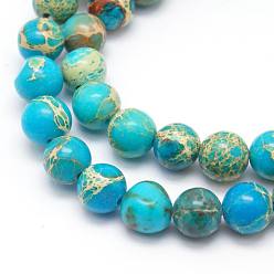 Sky Blue Natural Imperial Jasper Beads Strands, Round, Dyed, Sky Blue, 4mm, Hole: 1mm, about 90pcs/strand, 15.2 inch