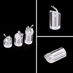 Clear Jewelry Finger Rings Holders Organic Glass Ring Display Stand Sets, Column, Clear, 25x30~50mm, 3pcs/set