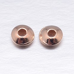 Real Rose Gold Plated Real Rose Gold Plated Saucer 925 Sterling Silver Spacer Beads, 5x2.5mm, Hole: 1.6mm, about 190pcs/20g