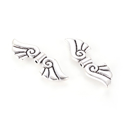 Antique Silver Tibetan Style Alloy Beads, Cadmium Free & Lead Free & Nickel Free, Wing, Antique Silver, 14x44x4mm, Hole: 2mm