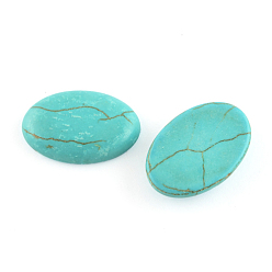 Medium Turquoise Craft Findings Dyed Synthetic Turquoise Gemstone Flat Back Cabochons, Oval, Medium Turquoise, 8x10x4mm