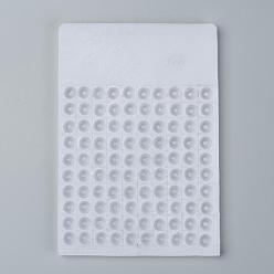 White Plastic Bead Counter Boards, for Counting 5mm 100 Beads, White, 67x99x4mm, Bead Size: 5mm