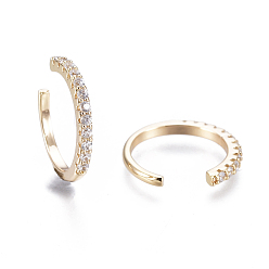Золотой Латунные серьги-манжеты из прозрачного кубического циркония, кольцо, золотые, 14.5x14x1.7 мм, внутренний диаметр: 12 мм