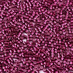 Средний Фиолетово-красный 11/0 сорт стеклянные бусины, цилиндр, однородный размер бисера, металлических цветов, средне фиолетовый красный, 1.5x1 мм, отверстие : 0.5 мм, около 20000 шт / упаковка