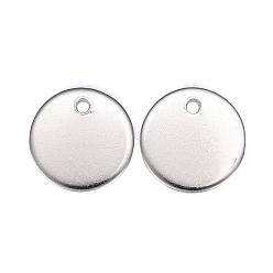 Silver 304 Stainless Steel Charms, Stamping Blank Tag, Flat Round, Silver, 12x1mm, Hole: 1.2mm