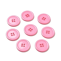 Pink Boutons en résine, teint, plat rond, rose, 30x3mm, trou: 3 mm, 98 PCs / sac