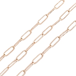 Rose Gold 304 Stainless Steel Paperclip Chains, Soldered, with Spool, Rose Gold, 66x61mm, 12x4x1mm, about 32.8 Feet(10m)/roll