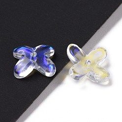 Clear AB Glass Beads, for Jewelry Making, Flower, Clear AB, 9.5x9.5x3.5mm, Hole: 1mm