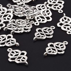 Antique Silver Alloy Links connectors, Lead Free and Cadmium Free, Antique Silver, 28x18x2mm, Hole: 1.5mm