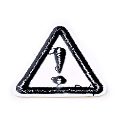 Yellow Computerized Embroidery Cloth Iron on/Sew on Patches, Costume Accessories, Triangle with Warning Sign, Warning Danger, Yellow, 50.5x45.5x1.3mm