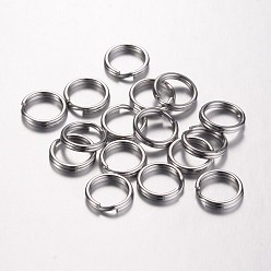 Stainless Steel Color 304 Stainless Steel Split Rings, Double Loops Jump Rings, Stainless Steel Color, 10x1.5mm, Inner Diameter: 8mm